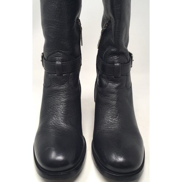 PRADA Cervo Women's Size 37.5 Black Leather Authentic Designer Knee High Boots - Picture 5 of 9